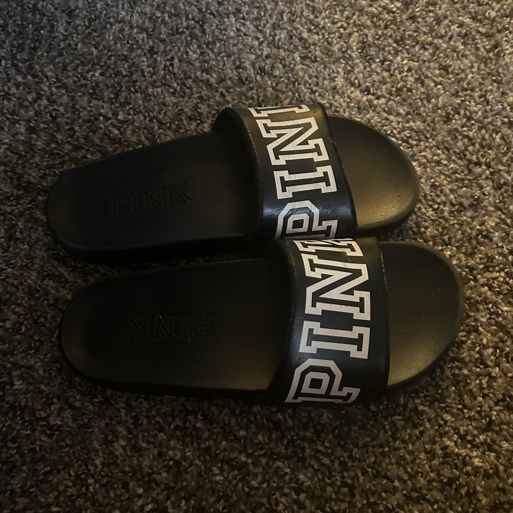 PINK Victoria's Secret Black Slides